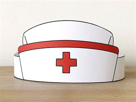 nurse cap hat paper crown party coloring printable kids craft etsy uk