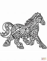 Coloring Horse Running Zentangle Pages sketch template