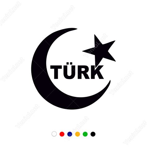 ay yildiz ve tuerk yazisi sticker etiket cikartma