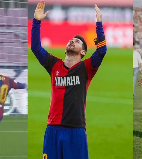video messi scores beautiful goal then celebrates with tribute to maradona