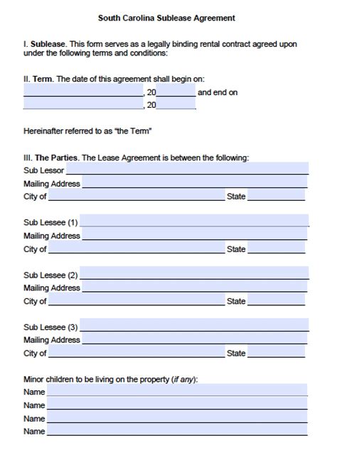 rental lease agreement template sc printable form templates  letter