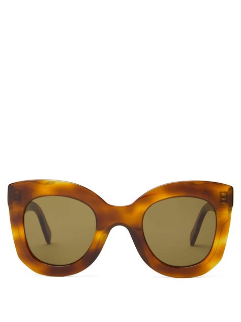 brown oversized round tortoiseshell acetate sunglasses celine eyewear