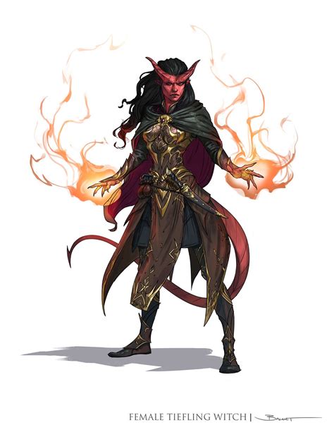female tiefling witch john paul balmet dungeons and dragons 5