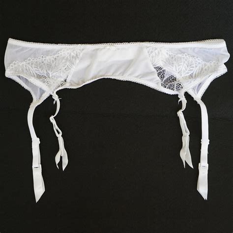 buy sexy garters female white lace floral metal clips