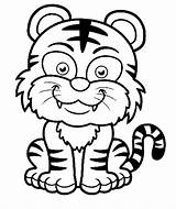 Mewarnai Harimau Macan Kartun Hewan Binatang Lucu Mou Manja Loreng Rama Coretan Dongeng Ibunya Kecil sketch template