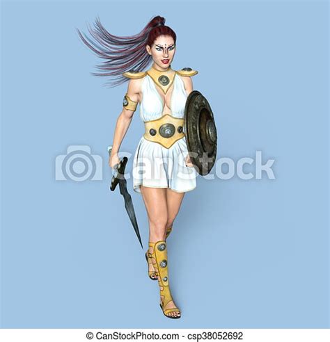 female gladiator 3d cg rendering of a female gladiator canstock
