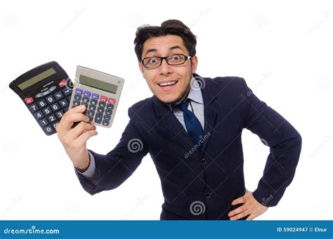 funny man  calculator  white stock image image  business calculating
