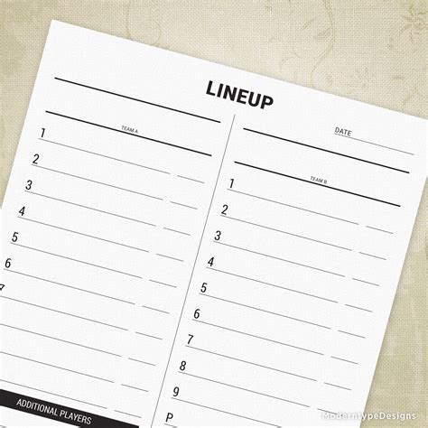 baseball lineup list printable softball   log batting order