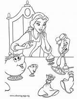 Coloring Pages Belle Disney Chip Lumiere Beast Beauty Potts Sheets Book Adult Kids sketch template