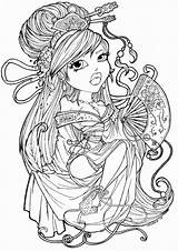 Coloring Pages Mermaid Advanced Frank Lisa Adult Adults Deviantart Print Printable Ribbons Floating Lines Fairy Colorings Colouring Steampunk Color Girls sketch template