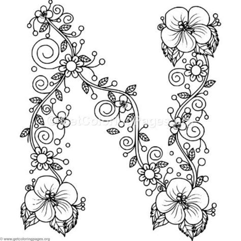 floral letters coloring page  getcoloringpagesorg flower