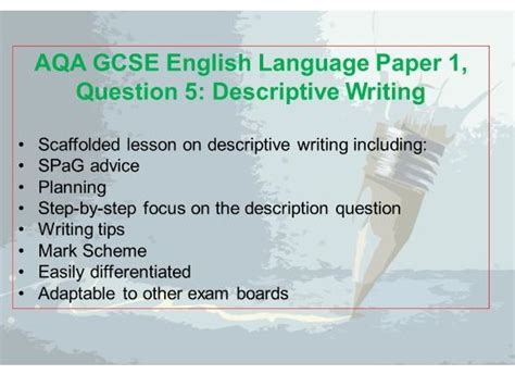 aqa gcse english language paper  question  descriptive writing