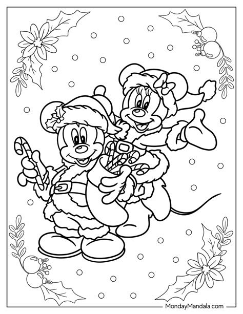 minnie mouse  mickey mouse christmas coloring pages