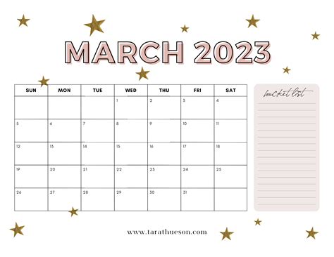 march calendar  printable tara thueson