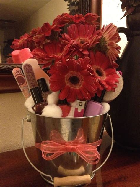 pedicure t basket made this for my son s daycare provider on his last day added a t