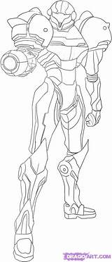 Samus Metroid Coloring Pages Colouring Armor Aran Characters Dragoart sketch template