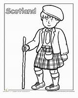 Coloring Scotland Pages Traditional Clothing Kids Scottish Worksheets Sheets Around Multicultural Children Culture Colouring Education Theme Clipart Crafts People Globe sketch template