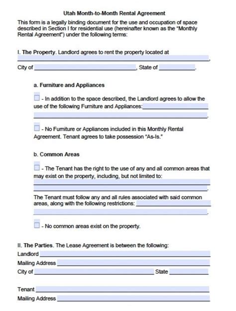 utah month  month lease agreement  word
