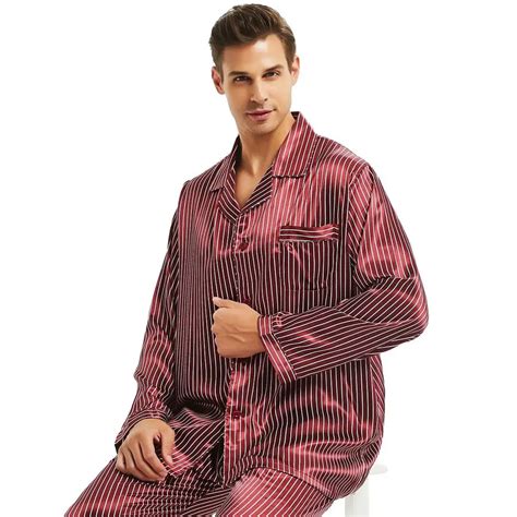 perfect gifts mens silk satin pajamas set pajama pyjamas pjs sleepwear set loungewear ussml
