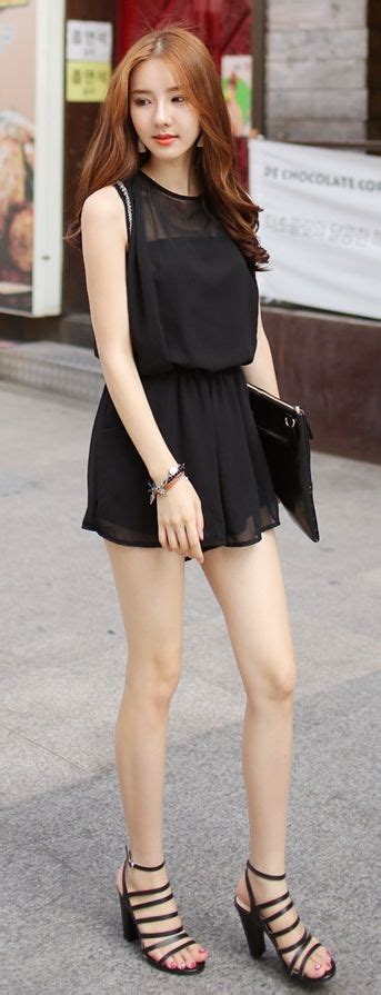 luxe asian korean women fashion black day beads black jumpsuit asian fashion fashion girl