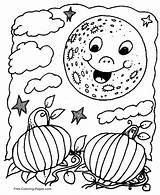 Halloween Coloring Pages Moon Sheets Kids Happy Printable Smiling Fun sketch template
