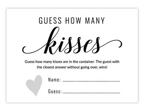 template guess   kisses  printable printable templates