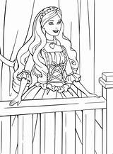 Coloring Pages Barbie Princess Balcony Girl Kids sketch template