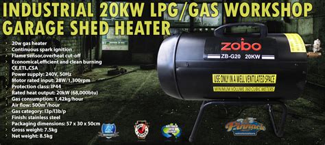 industrial 20kw lpg gas workshop garage shed heater