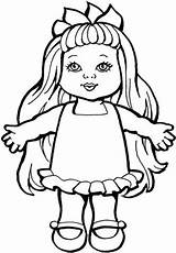 Doll Outline Coloring Clipart Printable Convenient Pages sketch template