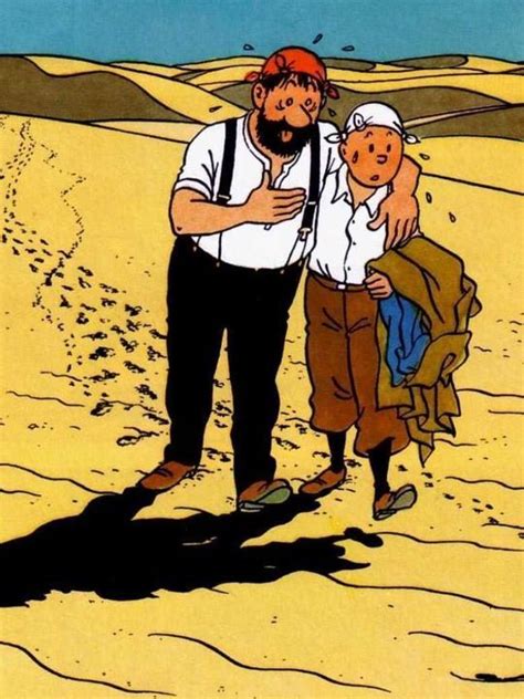 Tintin Et Capitaine Haddock Marchent Dans Le Désert Il Fait Très Chaud
