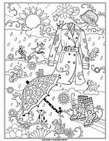 Coloring Pages Adult Books Marjorie Cat Sarnat Mandala Dogs Raining Cats Dog Fashions Fanciful Rated Printable Book Sheets Målarböcker Rain sketch template