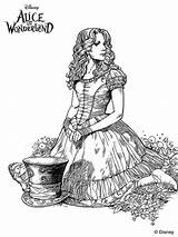 Alice Wonderland Burton Tim Coloring Pages Adult Kids Drawing Colouring Fun Mad Hatter Drawings Disney Adults Book Nightmare Colour Sheets sketch template