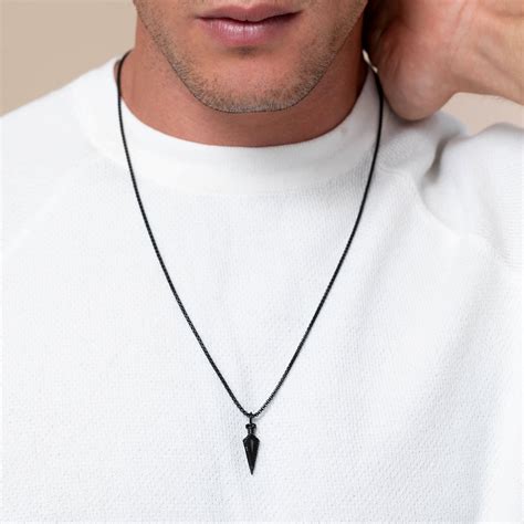 mens black stainless steel pendant necklace mens etsy