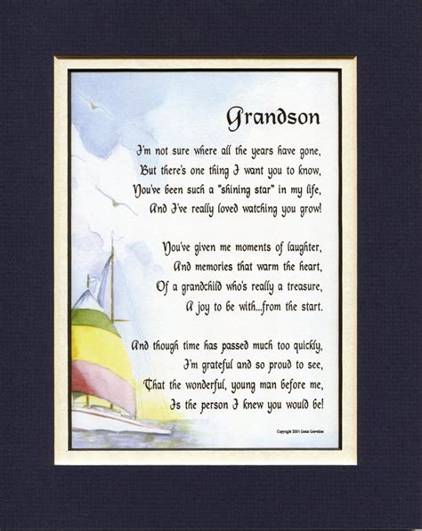 grandson poem print verse birthday graduation gift christmas etsy