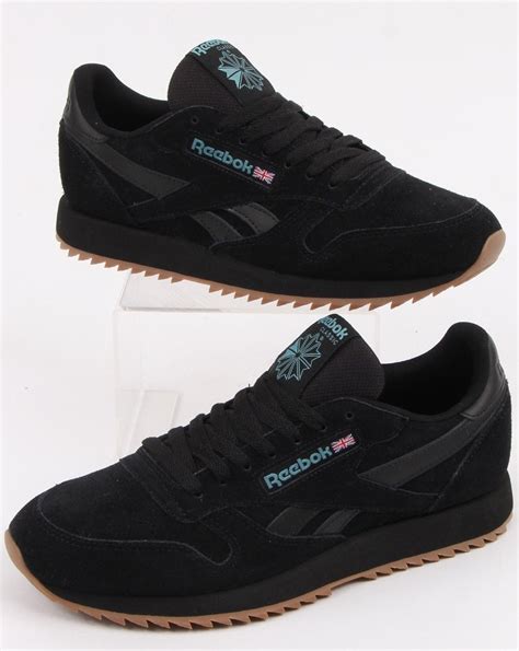 reebok classic leather trainers black mineral mist 80s casual