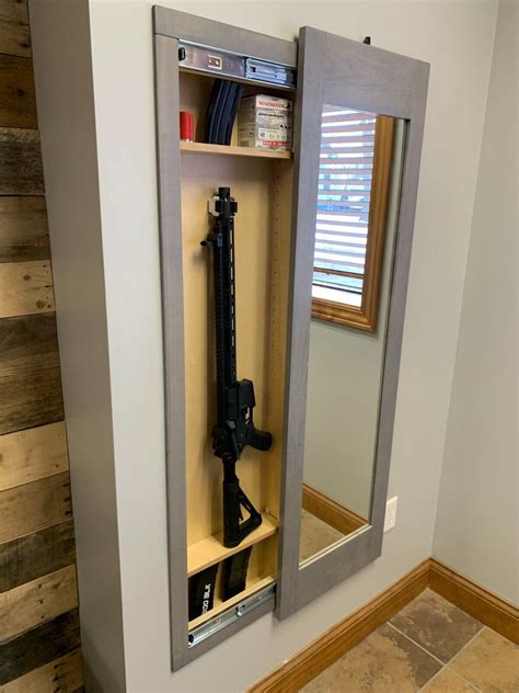 Hidden Storage Mirror In Wall Gun Safe Concealment Cabinet Rifle Pistol