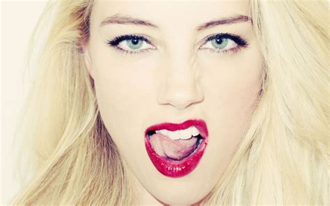 Wallpaper Amber Heard Makeup Face Tongue Emotions