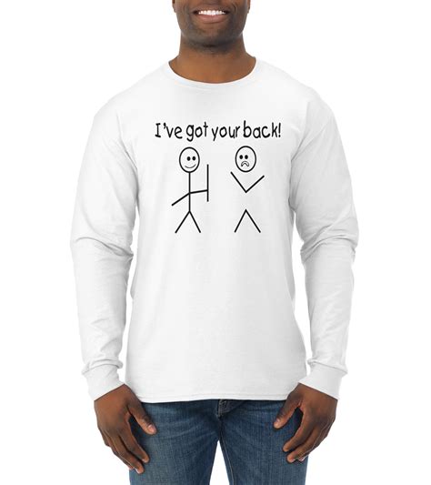 i got your back mens stick figure humor long sleeve t shirt funny
