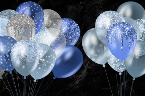 blue glitter balloons clipart graphic  digital curio creative fabrica
