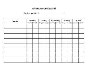 printable child care forms attendance records
