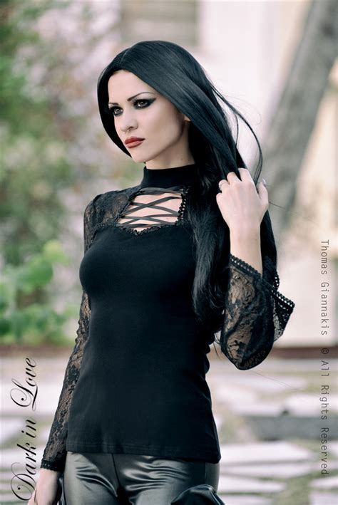 lace sleeve corseted black blouse by dark in love ladies