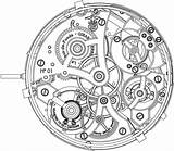 Drawing Gears Clock Gear Pocket Tattoo Steampunk Vector Cogs Mechanism Technical Drawings Coloring Template Movement Sketch Wheel Pages Antique Clip sketch template