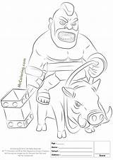 Clash Royale Clans Coloring Pages Printable Hog Royal Rider Color Bane Golem Knight Drawings Colouring Drawing Getcolorings Print Vector Spirit sketch template