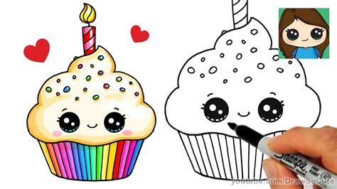 how to draw a birthday cupcake easy youtube