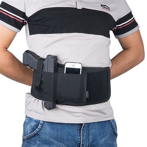 tactical adjustable concealed carry elastic belly band waist pistol