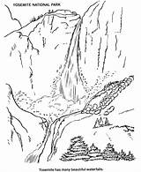 Coloring National Park Parks Pages Yosemite Falls Usa Printables Glacier Dome Half Color Adult Places Sheets Sequoia Book Space Landscapes sketch template