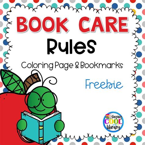 book care rules coloring page bookmarks  kindergarten library