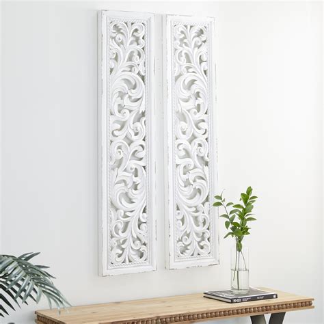 decmode indoor white wood traditional abstract wall decor set