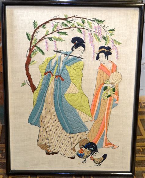 American Made Needle Point Of A Japanese Wood Block Print