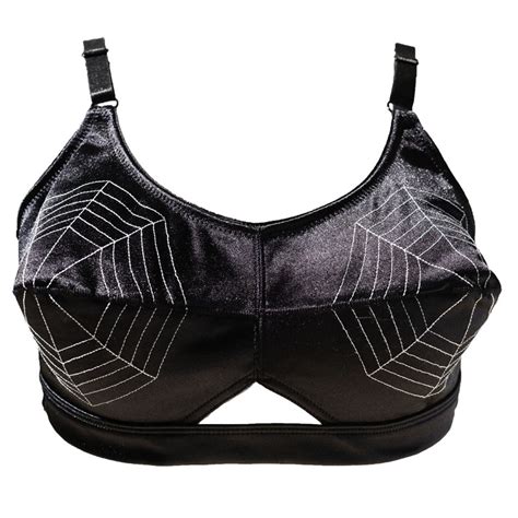 vintage black spider pattern sexy bullet bra for women